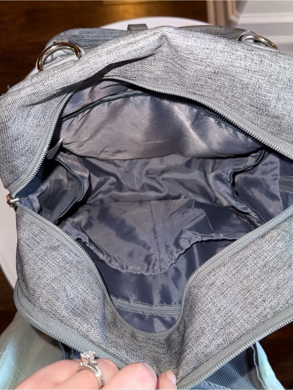 Large Gray Baby Diaper Backpack - Hands-Free Baby Bag
